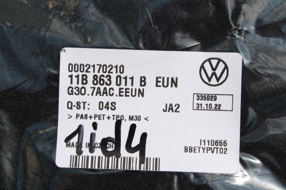 VW ID4 Pro DYWANIKI PODŁOGI WELUR 11B863011B  11B863011B wycieraczki 11A864452A czarny 10B864436B 11B864436B 11B863011 AUDI Q4