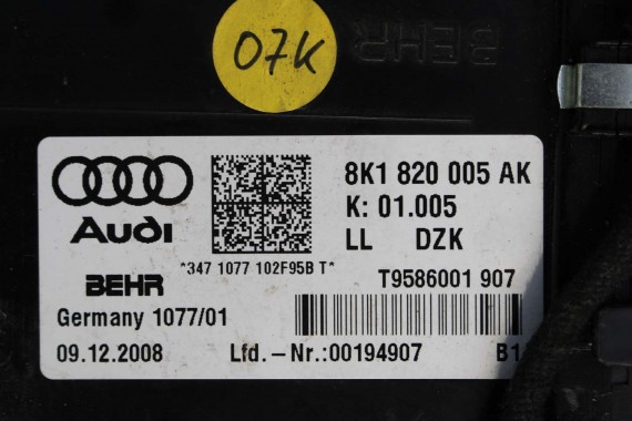 AUDI A4 A5 Q5 NAGRZEWNICA DMUCHAWA 8T1820005AK 8K 8T 8R 8T1 820 005 8K1820005AK 8K1820005AK 8K1820005AK 8K1820005AK 8T1816005AK