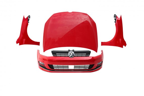VW GOLF 7 VII PRZÓD maska błotniki zderzak pas przedni wzmocnienie błotnik Kolor LY3D czerwony 5G Highline belka High line