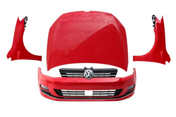 VW GOLF 7 VII PRZÓD maska błotniki zderzak pas przedni wzmocnienie błotnik Kolor LY3D czerwony 5G Highline belka High line