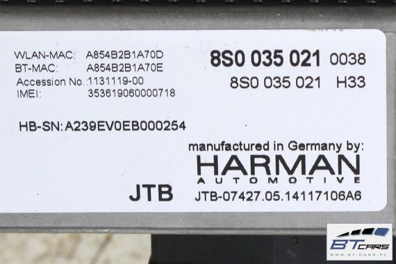 AUDI TT CZYTNIK + PANEL MMI 8S0035021 8S0919614A TOUCHPAD gałka z touchpadem sterowanie 8S0035021 8S0919614L 8S0035021Q 8S