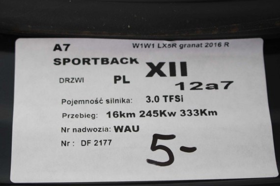 AUDI A7 DRZWI LEWE STRONA LEWA PRZÓD + TYŁ 4G8 2 szt przednie tylne 2 sztuki W1W1 LX5R Niebieski 4G8831051 4G8833051 4G8831051A