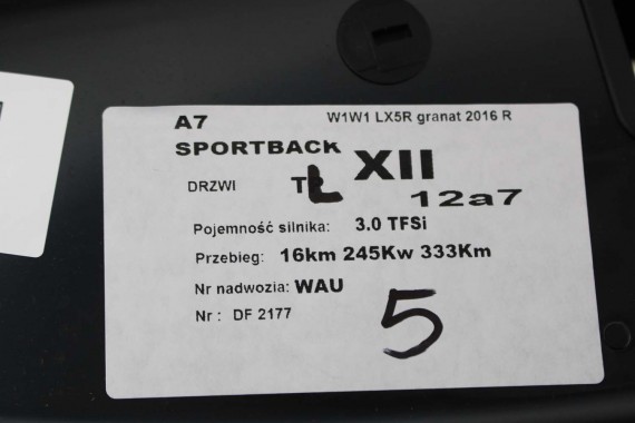 AUDI A7 DRZWI LEWE STRONA LEWA PRZÓD + TYŁ 4G8 2 szt przednie tylne 2 sztuki W1W1 LX5R Niebieski 4G8831051 4G8833051 4G8831051A