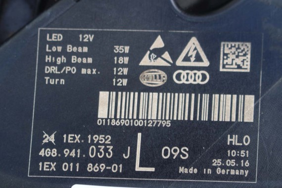 AUDI A7 FL LIFT PRZÓD maska błotniki zderzak pas przedni lampy wzmocnienie FULL LED 2015- W1W1 LX5R S-LINE 4G8941033J 4G8941034J