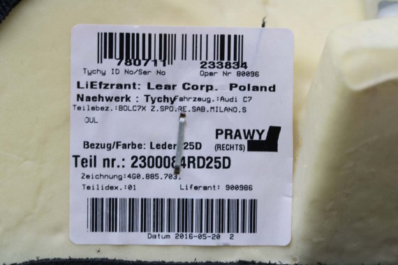 AUDI A7 FOTELE KOMPLET FOTELI siedzeń siedzenia fotel tapicerka 4G 4G8 skóra kolor czarny FOTEL siedzenie fotel N5W Leder Milano