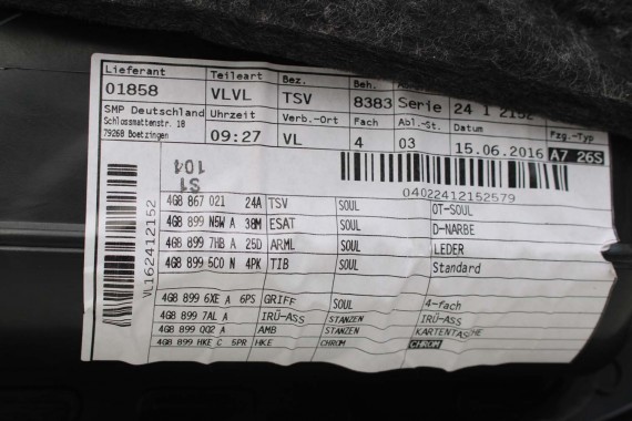 AUDI A7 FOTELE KOMPLET FOTELI siedzeń siedzenia fotel tapicerka 4G 4G8 skóra kolor czarny FOTEL siedzenie fotel N5W Leder Milano