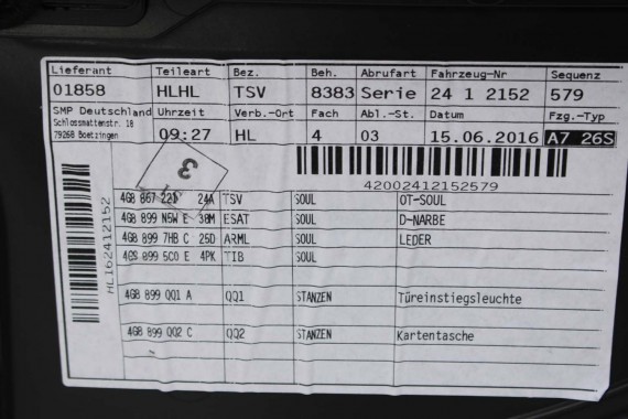 AUDI A7 BOCZEK BOCZKI DRZWI drzwiowe tapicerka skóra 4G8 4G8867103 4G8867104 4G8867303 4G8867304 4G8867103 4G8867104 4G8867303