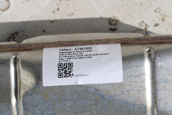 AUDI A6 A7 WYDECH TŁUMIK ŚRODKOWY 4G0254302B 8K0253211K 4G0254352G 8K0118F 4G0254302B 4G0254302 4G0254352G 4G0254352 3.0 TFSi 4G