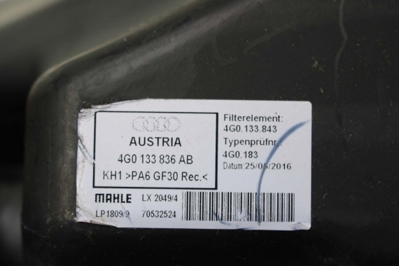 AUDI A6 A7 FILTR POWIETRZA OBUDOWA 4G0133836AB 4G0133836R 4G0133843 4G0 133 836 3.0 TFSi benzyna 4G LIFT 4G0133836AB 4G0133836