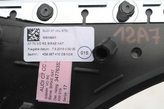 AUDI A7 LISTWY OZDOBNE LISTWA DEKOR DEKORY WYKOŃCZENIE TAPICERKA 4G8867409CC 4G8867410CB 4G8867419AR 4G8853190EJ 4G0864261AT FL