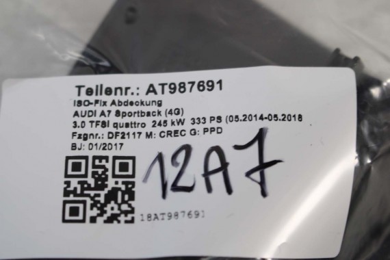 AUDI A6 A7 4G ZAŚLEPKA FOTELI TYŁ 4G8887233 4G8 887 233 zaślepka wykończenie MOCOWANIE ISOFIX UCHWYT + ZAŚLEPKA osłona 4G8887187