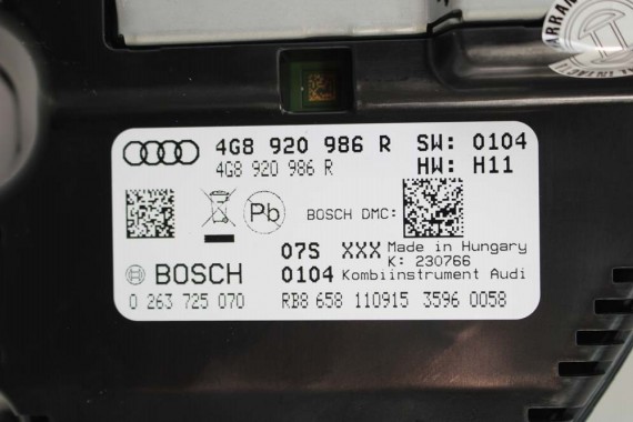 AUDI A6 A7 ZEGAR ZEGARY LICZNIKI DIESEL 4G8920986R 4G8920986R WYŚWIETLACZ WIELOFUNKCYJNY ZESTAW WSKAŹNIKÓW 4G C7 4G8920986R USA