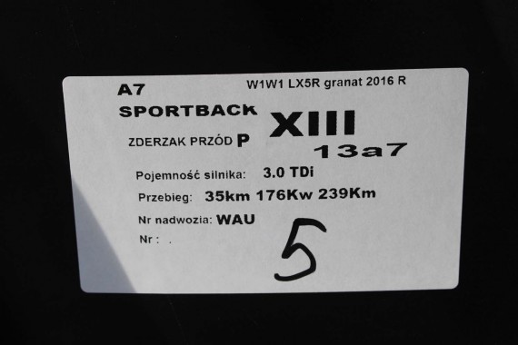 AUDI A7 FL LIFT PRZÓD maska błotniki zderzak pas przedni lampy wzmocnienie FULL LED 4G8 2014- W1W1 LX5R 4G8941033M 4G8941034M