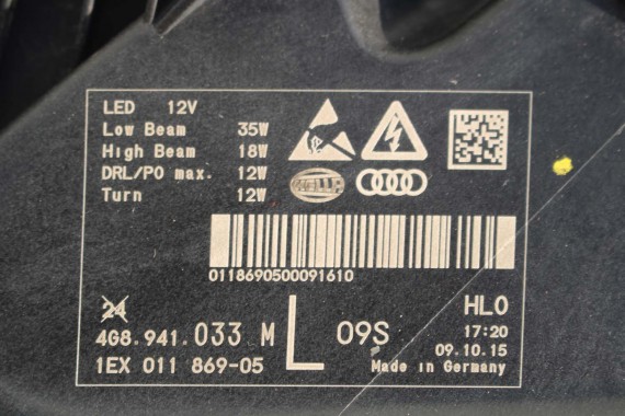 AUDI A7 FL LIFT PRZÓD maska błotniki zderzak pas przedni lampy wzmocnienie FULL LED 4G8 2014- W1W1 LX5R 4G8941033M 4G8941034M