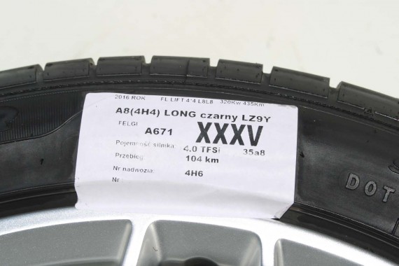 AUDI A8 4H D4 FELGI 20 cali 4H0601025BT OPONY LATO KOŁA felga 9J*20H2 ET37 opona GOODYEAR EAGLE F1 265/40/20 104Y 4H 4H0601025DC