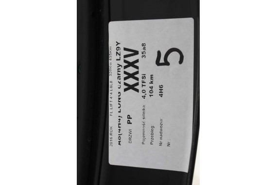 AUDI A8 4H D4 LONG LZ9Y DRZWI PRAWE PRZÓD + TYŁ STRONA PRAWA przednie + tylne 2 sztuki LIFT 4H4833051D 4H0831051B L8L8 Czarny