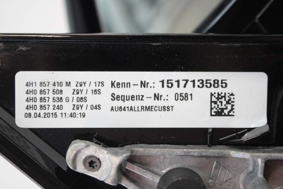 AUDI A8 LUSTERKO DRZWI PRAWE 14 +2 pin L8L8 LZ9Y Czarny zewnętrzne 16 pinów kabli 4H fotochrom 4H1857410M 4H0857536G 4H1857410N