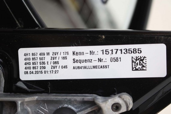 AUDI A8 LUSTERKO DRZWI LEWE 14 +2 pin L8L8 LZ9Y czarny zewnętrzne 16 pinów kabli 4H fotochrom 4H1857409N 4H0857535E 4H1857409M