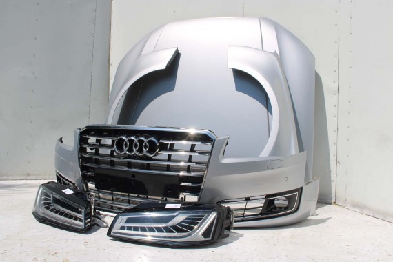 AUDI A8 4H LIFT PRZÓD Matrix maska błotniki zderzak pas przedni lampy wzmocnienie błotnik lampa LZ7G srebrny D4 4H0941035 L5L5