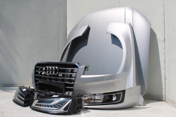 AUDI A8 4H LIFT PRZÓD Matrix maska błotniki zderzak pas przedni lampy wzmocnienie błotnik lampa LZ7G srebrny D4 4H0941035 L5L5