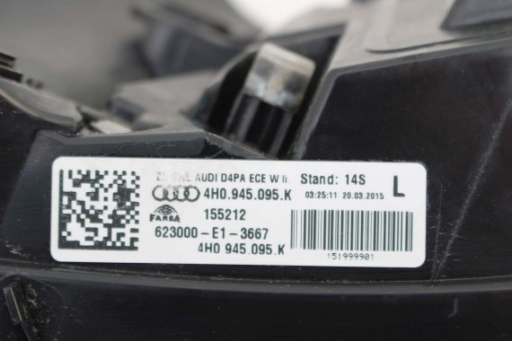 AUDI A8 4H LIFT ZDERZAK KLAPA TYŁ BAGAŻNIKA Matrix lampa LZ9Y czarny 4H0945095K 4H0945096K 4H0945093K 4H0945094K 4H0827023L L8L8