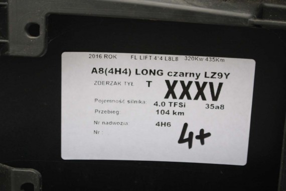 AUDI A8 4H LIFT ZDERZAK + KLAPA TYŁ BAGAŻNIKA Matrix lampa LY9T czarny 4H0945095K 4H0945096K 4H0945093K 4H0945094K 4H0827023L d4