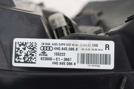 AUDI A8 4H LIFT ZDERZAK + KLAPA TYŁ BAGAŻNIKA Matrix lampa LY9T czarny 4H0945095K 4H0945096K 4H0945093K 4H0945094K 4H0827023L d4