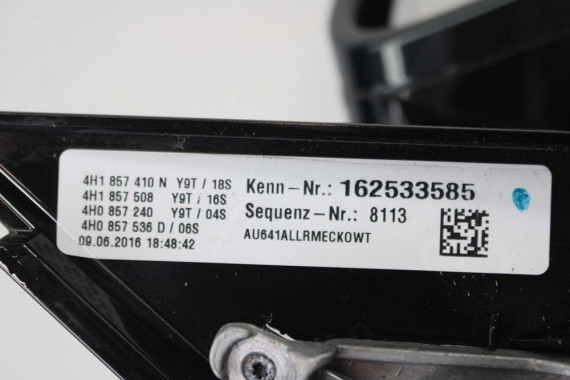 AUDI A8 LUSTERKO DRZWI PRAWE 14 +2 pin 0E0E LY9T Czarny zewnętrzne 16 pinów kabli 4H fotochrom 4H1857410N 4H0857536D 4H1857410M