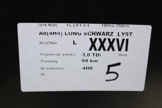 AUDI A8 4H LIFT PRZÓD maska błotniki zderzak błotnik FL LY9T czarny D4 4H0941035 4H0821105B 4H0821106B 4H0823029H 4H0807065 0E0E