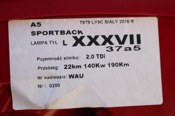 AUDI A5 SPORTBACK LAMPA TYŁ LAMPY TYLNE 8T8945095F 8T8945096F 8T0945093C 8T0945094C 8T8945095F 8T8945096F 8T0945093C 8T0945094C