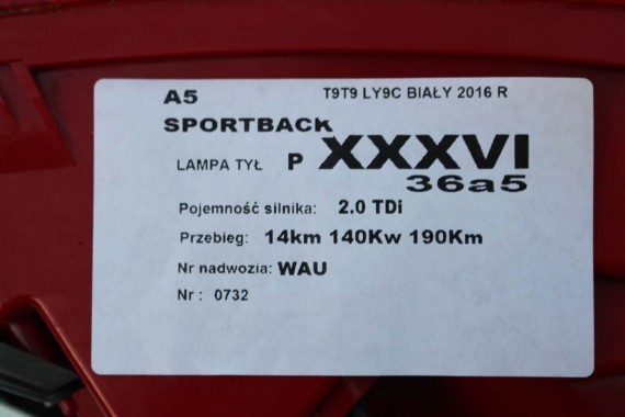AUDI A5 SPORTBACK LAMPA TYŁ LAMPY TYLNE 8T8945095F 8T8945096F 8T0945093C 8T0945094C 8T8945095F 8T8945096F 8T0945093C 8T0945094C
