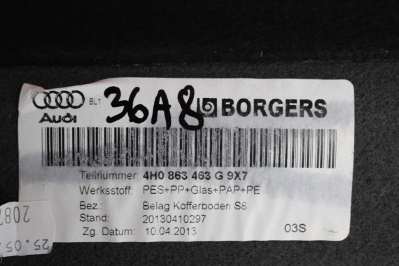 AUDI A8 BOCZEK DYWAN BAGAŻNIKA TAPICERKA 4H0863879AM 4H0863880AA 4H0863471 4H0863463G 4H D4 boczki bagażnik tapicerka 4H0863463P
