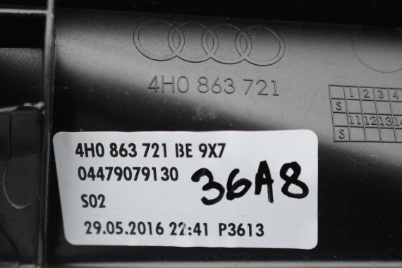 AUDI A8 TAPICERKA TYLNEJ ŚCIANY BAGAŻNIKA 4H0863721BE 4H0 863 721 4H0863721 9X7 czarny soul 4H0863721BR 4H0863721BE 4H0863721
