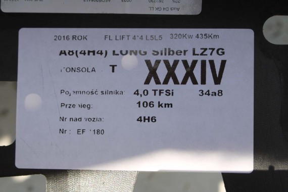 AUDI A8 KONSOLA DESKA ROZDZIELCZA KOKPIT PULPIT 4H1857001J Kolor 38M czarny 4H D4 4H1857001J 4H1857001N 4H1857001J 4H1857001N