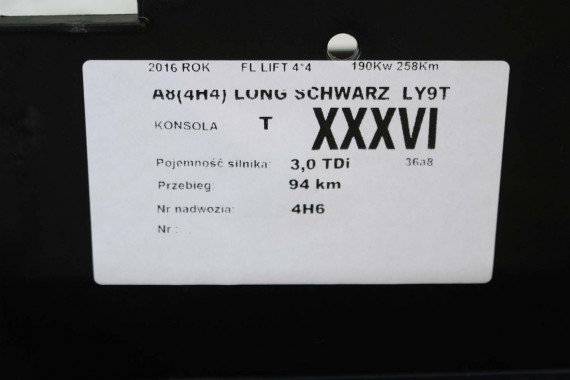 AUDI A8 KONSOLA DESKA ROZDZIELCZA KOKPIT PULPIT 4H1857001J Kolor 38M czarny 4H D4 4H1857001J 4H1857001N 4H1857001J 4H1857001N