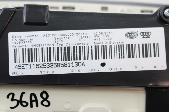 AUDI A8 LAMPKA OŚWIETLENIE PODSUFITKI 4H0947135N 4H0 947 135 N Kolor: ET1 - kryształowo srebrny 4H0947135N 4H0947135N 4H0947135N