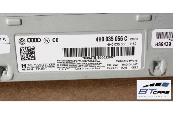 AUDI A8 TUNER RADIOWY RADIO UNIT 4H0035056C 4H0 035 056 C 4H0035056CX HIGH CYFROWY ODBIÓR RADIA 4H0035056C 4H0035056 4H0035056C