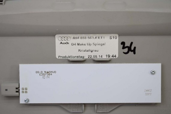AUDI A8 D4 LAMPKA OŚWIETLENIE PODSUFITKI 4H4858563A 4H4 858 563 panel kabiny led Lusterko do makijażu lustro ET1 srebrny 4H