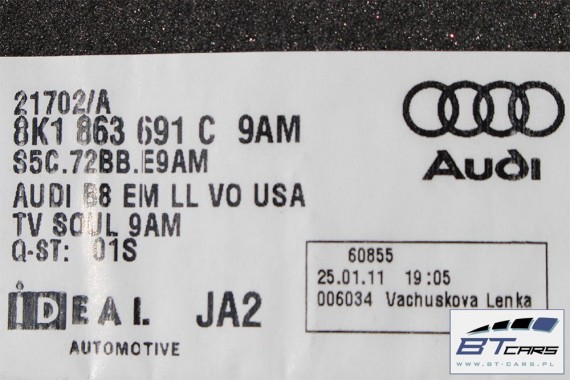 AUDI A5 DYWANIKI PODŁOGI 8T0864450A 8K1863691C wycieraczki 8K1863691C 8T0 864 450 A 8K1863691G 9AM QA5 czarny soul 8T 8K1863691C