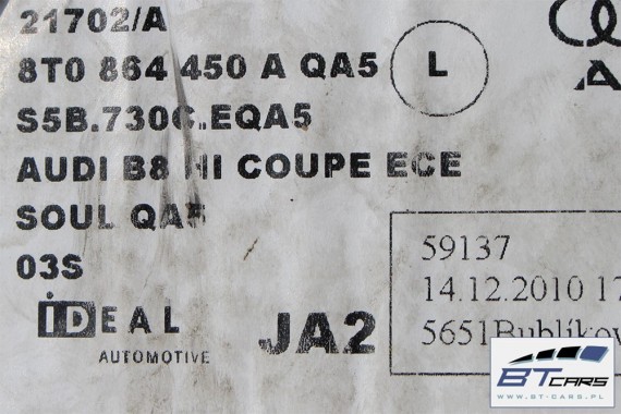 AUDI A5 DYWANIKI PODŁOGI 8T0864450A 8K1863691C wycieraczki 8K1863691C 8T0 864 450 A 8K1863691G 9AM QA5 czarny soul 8T 8K1863691C