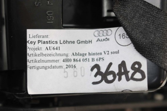 AUDI A8 POPIELNICZKA TUNELA TAPICERKA 4H0864051B D4 4H 2010-2018 4H0 864 051 B 6PS czarny (soul) 4H0864051B 4H0864051B 4H0864051