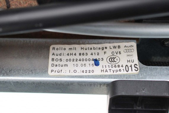 AUDI A8 LONG ROLETA TYŁ 4H4863412B TYLNA BAGAŻNIKA 4H D4 4H4863412D 4H4863412F 4H4863412B 4H4863412B 4H4 863 412 CV5 czarny soul