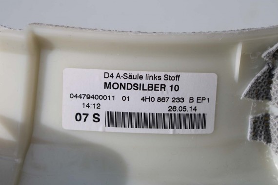 AUDI A8 SŁUPEK A 4H0867233B 4H0867234B poszycie podsufitki 4H0 867 233 B górne 4H D4 4H0867233B 4H0867234D 4H0867233B 4H0867233