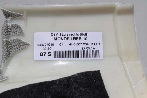 AUDI A8 SŁUPEK A 4H0867233B 4H0867234B poszycie podsufitki 4H0 867 233 B górne 4H D4 4H0867233B 4H0867234D 4H0867233B 4H0867233