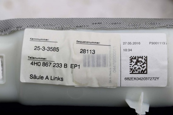 AUDI A8 SŁUPEK A 4H0867233B 4H0867234B poszycie podsufitki 4H0 867 233 B górne 4H D4 4H0867233B 4H0867234D 4H0867233B 4H0867233