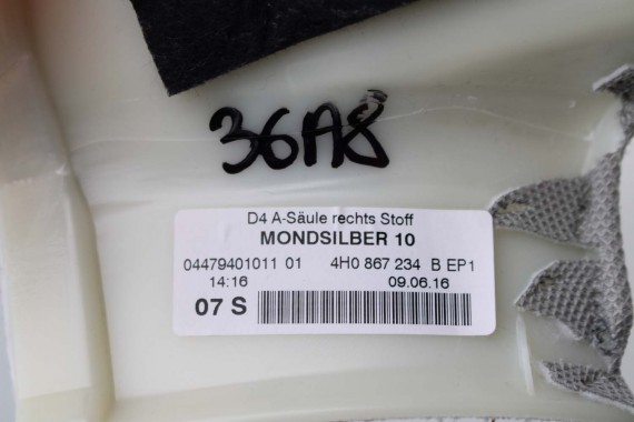 AUDI A8 SŁUPEK A 4H0867233B 4H0867234B poszycie podsufitki 4H0 867 233 B górne 4H D4 4H0867233B 4H0867234D 4H0867233B 4H0867233