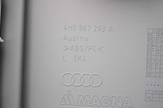 AUDI A8 SŁUPEK B 4H0867239B 4H0867240B poszycie podsufitki 4H0 867 239 B 4H D4 ŚRODKOWY ŚRODKOWA TAPICERKA 4H0867239E 4H0867240E