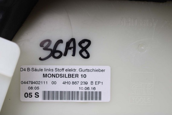 AUDI A8 SŁUPEK B 4H0867239B 4H0867240B poszycie podsufitki 4H0 867 239 B 4H D4 ŚRODKOWY ŚRODKOWA TAPICERKA 4H0867239E 4H0867240E