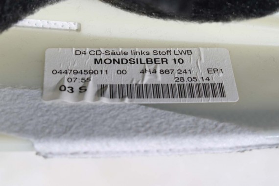 AUDI A8 SŁUPEK C TAPICERKA LISTWA 4H4867241 4H48672424 D4 poszycie 4H4 867 241 kolor EP1 srebrny 4H4867241B 4H48672424B LONG