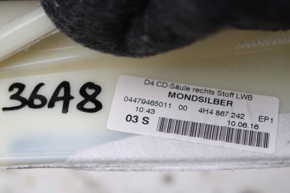 AUDI A8 SŁUPEK C TAPICERKA LISTWA 4H4867241 4H48672424 D4 poszycie 4H4 867 241 kolor EP1 srebrny 4H4867241B 4H48672424B LONG